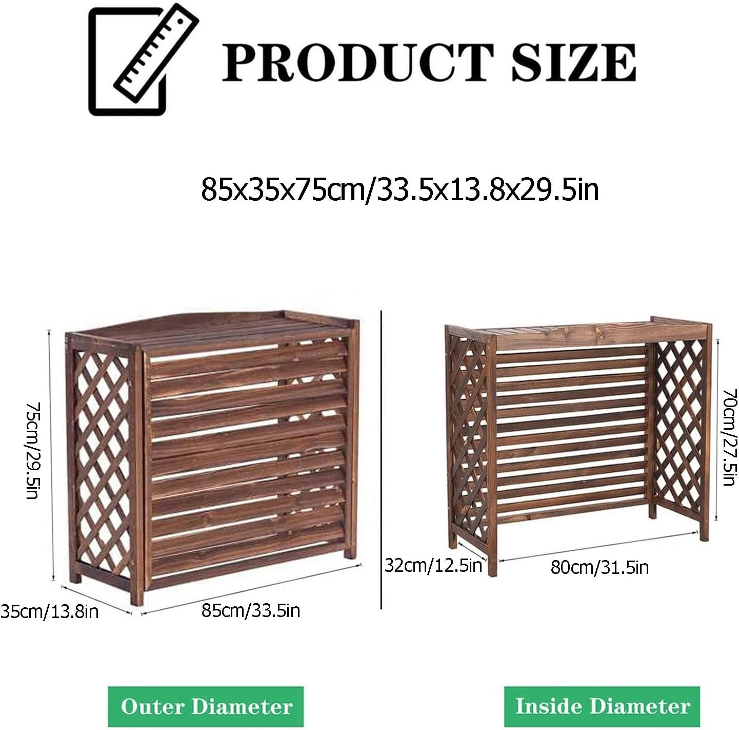 GENERIC Housse De Protection Pour Climatiseur D'extérieur En Bois Massif Et Clôture Décorative Pour Radiateur à Vapeur, Résistant Aux Intempéries, Support De Présentation élégant Pour Fleurs