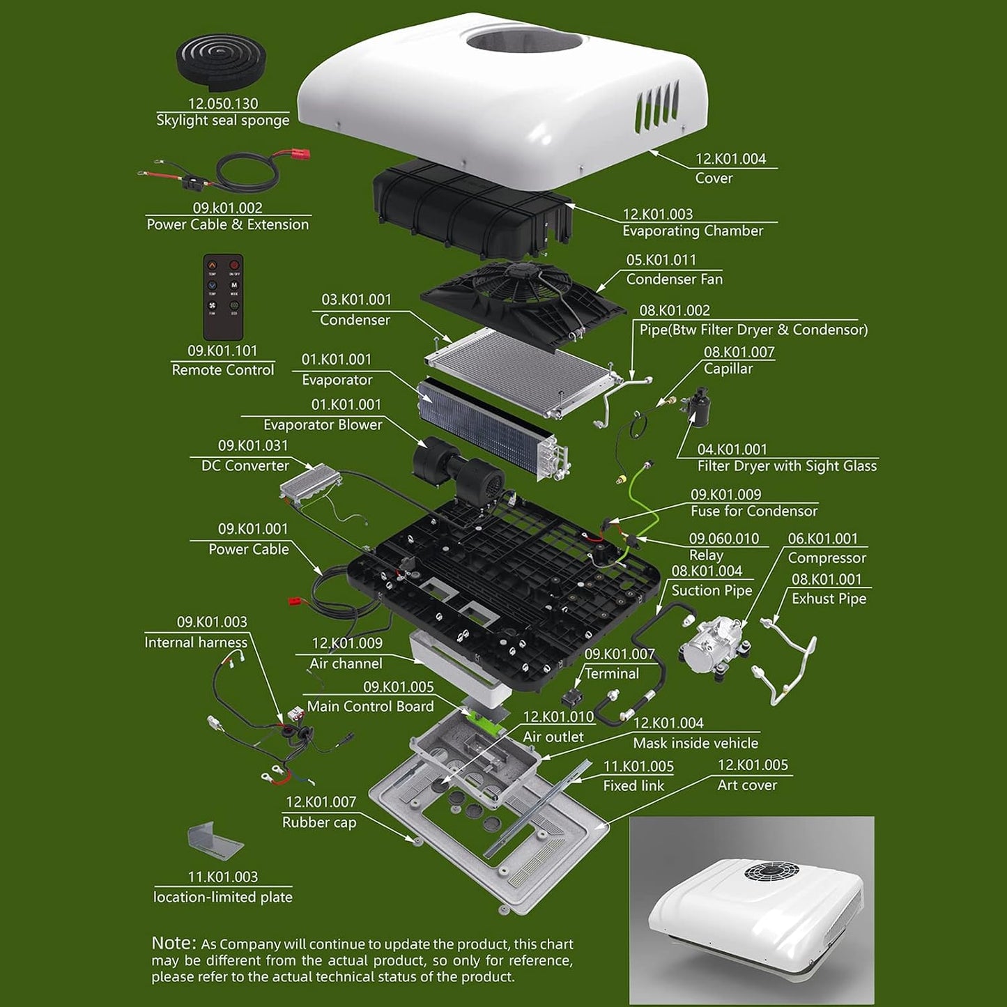  Climatiseur Pour Camping-Car, Climatiseur Pour Camping-Car 12 V/24 V Cc, Climatiseur De Toit Pour Camping-Car, Climatiseur De Stationnement Électrique, Refroidissement Uniquement, Autonomie De 8 Heure