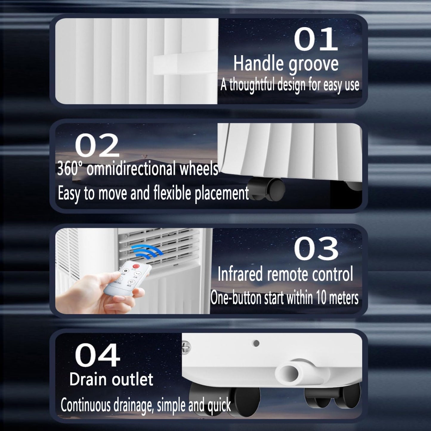  Climatiseur Portable, Refroidisseur D'évaporation 8000 BTU Avec Déshumidificateur Et Ventilateur.Dispose D'Une Télécommande, 120 Oscillation, Mode Sommeil Tranquelle.Idéal Pour La Chambre, Bureau, Usa