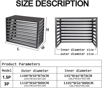 GENERIC Clôture D'intimité Pour Climatiseur Extérieur - Couverture En Aluminium Pour Climatiseurs - Gris - 110 Cm - Écran Extérieur Pour Dissimuler Les Climatiseurs Et Améliorer L'esthétique De La Cour