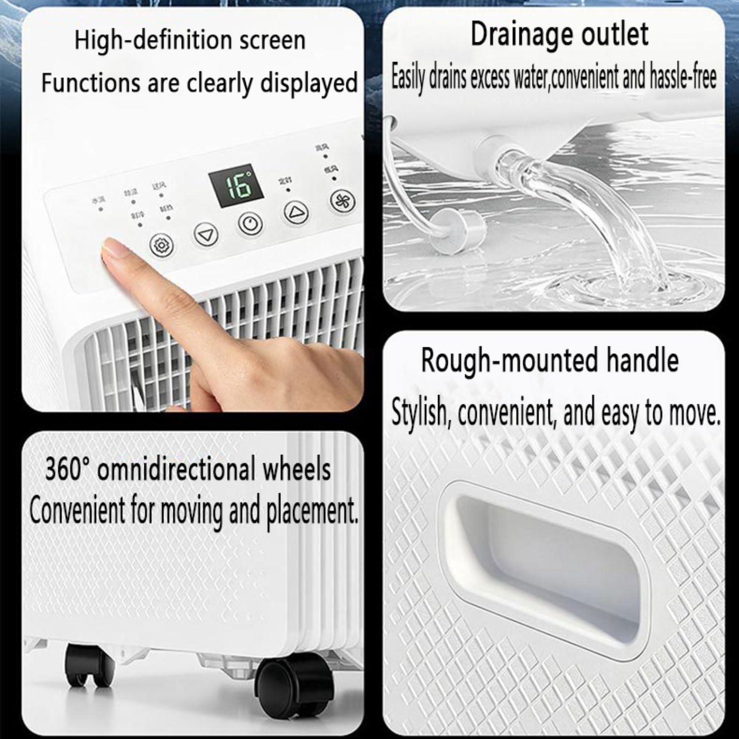  Climatiseur Portable 8000 BTU Unité De Climatisation Silencieuse Avec Refroidissement, Déshumidificateur Et Ventilateur Pour Les Chambres Jusqu'à 300 Pieds Carrés, Télécommande, Minuterie 24h, Kit De