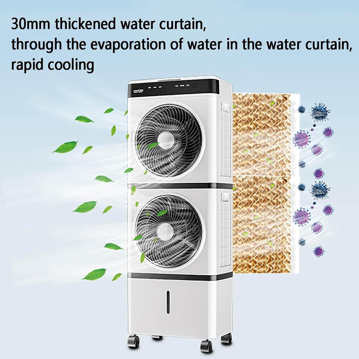 GENERIC Refroidisseur D'air évaporatif Portable, Climatiseur Mobile, Ventilateur Avec Télécommande, Minuterie 12 H, Réservoir D'eau De 14 L, 3 Vitesses, Rafraîchisseur D'air Pers