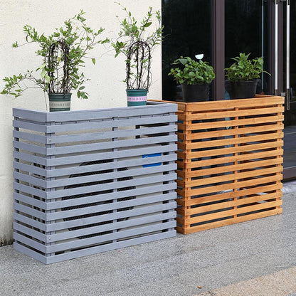 GENERIC Housse De Protection Pour Climatiseur D'extérieur En Bois Massif Avec Persiennes Et Support De Fleurs Résistant Aux Intempéries 85 X 35 X 80 Cm Pour Décoration De Terrasse Et De Jardin