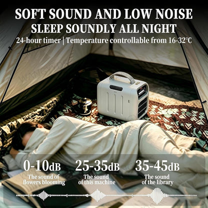  Climatiseur Portable Pour Camping Et Voyages Extérieurs, Double Tuyau, 4700 BTU, 420W, Silencieux 45 DB. Refroidissement, Chauffage Et Déshumidification, Sans Évacuation, Pour Caravanes, Camping-cars