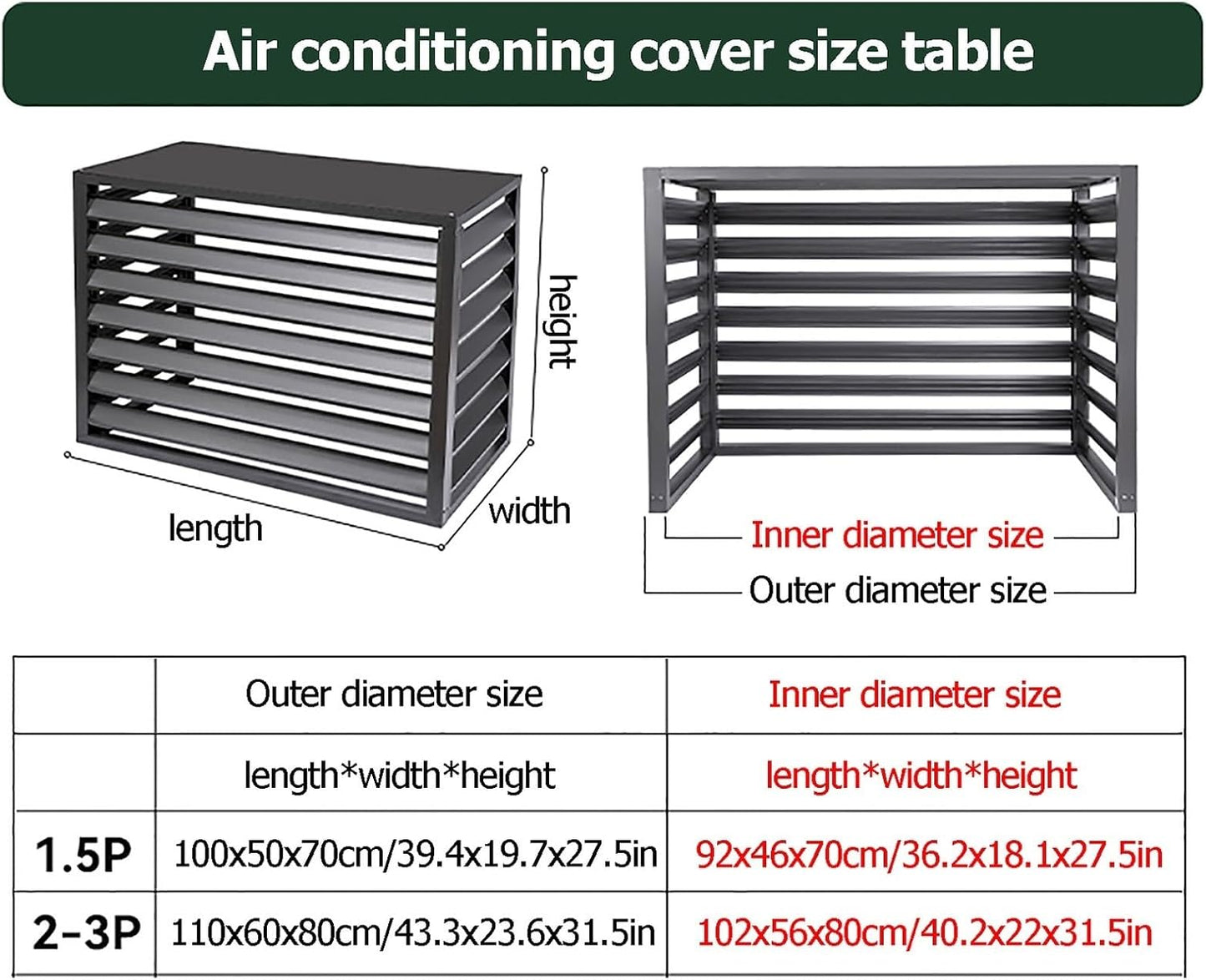 GENERIC Housse De Protection En Aluminium De Qualité Supérieure Pour Climatiseur – Protection De L'unité Extérieure – Clôture D'intimité – Protection Contre Le Condensateur (marron, 110 X 60 X 80 Cm)
