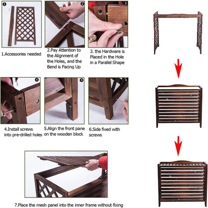 GENERIC Housse De Protection Pour Climatiseur D'extérieur En Bois Massif Et Clôture Décorative Pour Radiateur à Vapeur, Résistant Aux Intempéries, Support De Présentation élégant Pour Fleurs