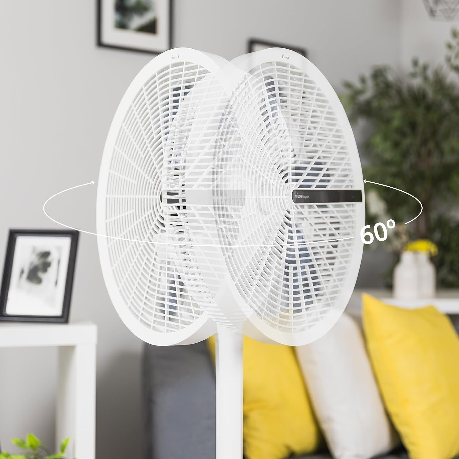  Ufesa Ventilateur Sur Pied Nagasaki Ultra‑Silencieux 28W, Écran Tactile LED, Moteur Brushless, Compact Et Pliable, 12 Vitesses, 3 Modes, Oscillation 90º, Hauteur Réglable, Télécommande