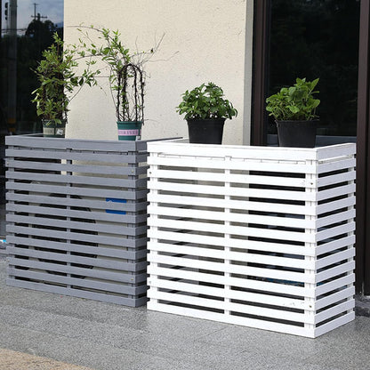 GENERIC Housse De Protection Pour Climatiseur D'extérieur En Bois Massif Avec Persiennes Et Support De Fleurs Résistant Aux Intempéries 85 X 35 X 80 Cm Pour Décoration De Terrasse Et De Jardin