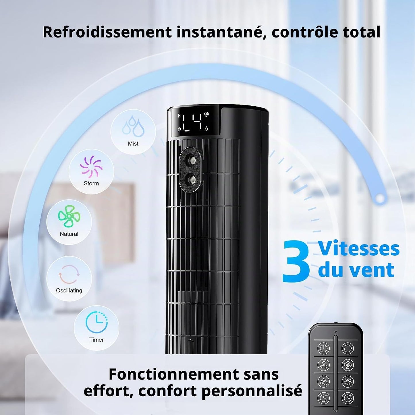 Climatiseur Portable, Refroidisseur D'air Portable, Mini Climatiseur Mobile Avec Réservoir D'eau, Mode De Pulvérisation, Minuterie, Vitesses De Ventilateur, Pour Chambre à Coucher, Bureau, Cuisine