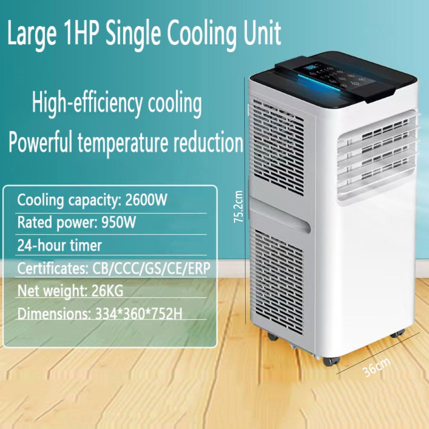  Climatisation Portable Refroidit Jusqu'à 350 Sq.Ft., Smart AC Avec Télécommande, Ventilateur Silencieux, Modes De Sommeil, Minuterie 24H, Kits De Fenêtre Pour La Maison Ou Le Bureau