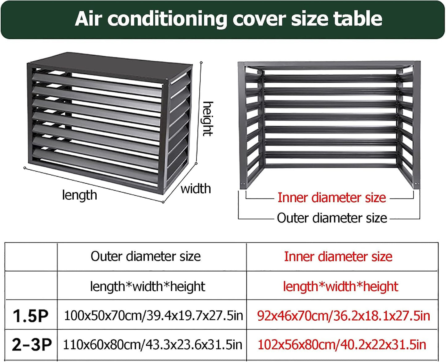 GENERIC Housse De Protection Pour Climatiseur Extérieur, Anti-vol, Protection Contre Les Intempéries, Protection Pour Climatisation