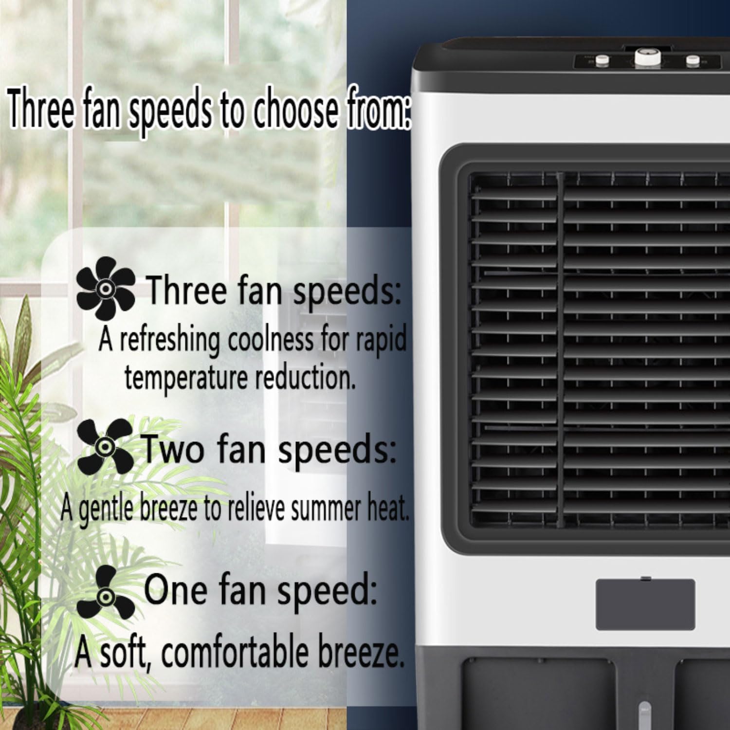  Rafraichisseur D'air Silencieux- Climatiseur Mobile Portable Sans Évacuation 3 Modes 3 Vitesses Oscillation 120° Ventilateur Refroidisseur D'air Avec Réservoir 50L Pour Maison Bureau