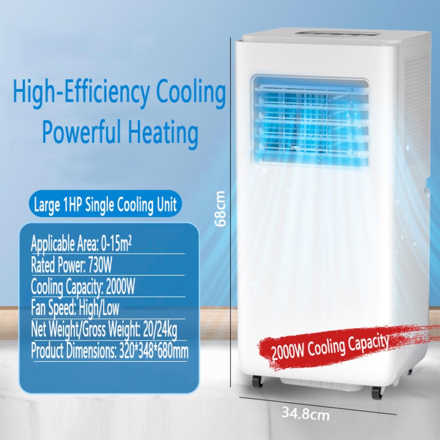  Climatiseur Portable Smart AC Unit Télécommande Déshumidificateur De Refroidissement Rapide Mode De Sommeil Silencieux Kit De Fenêtre De Minuterie 24H Inclus Pour Le Bureau à Domicile De Chambre à Cou