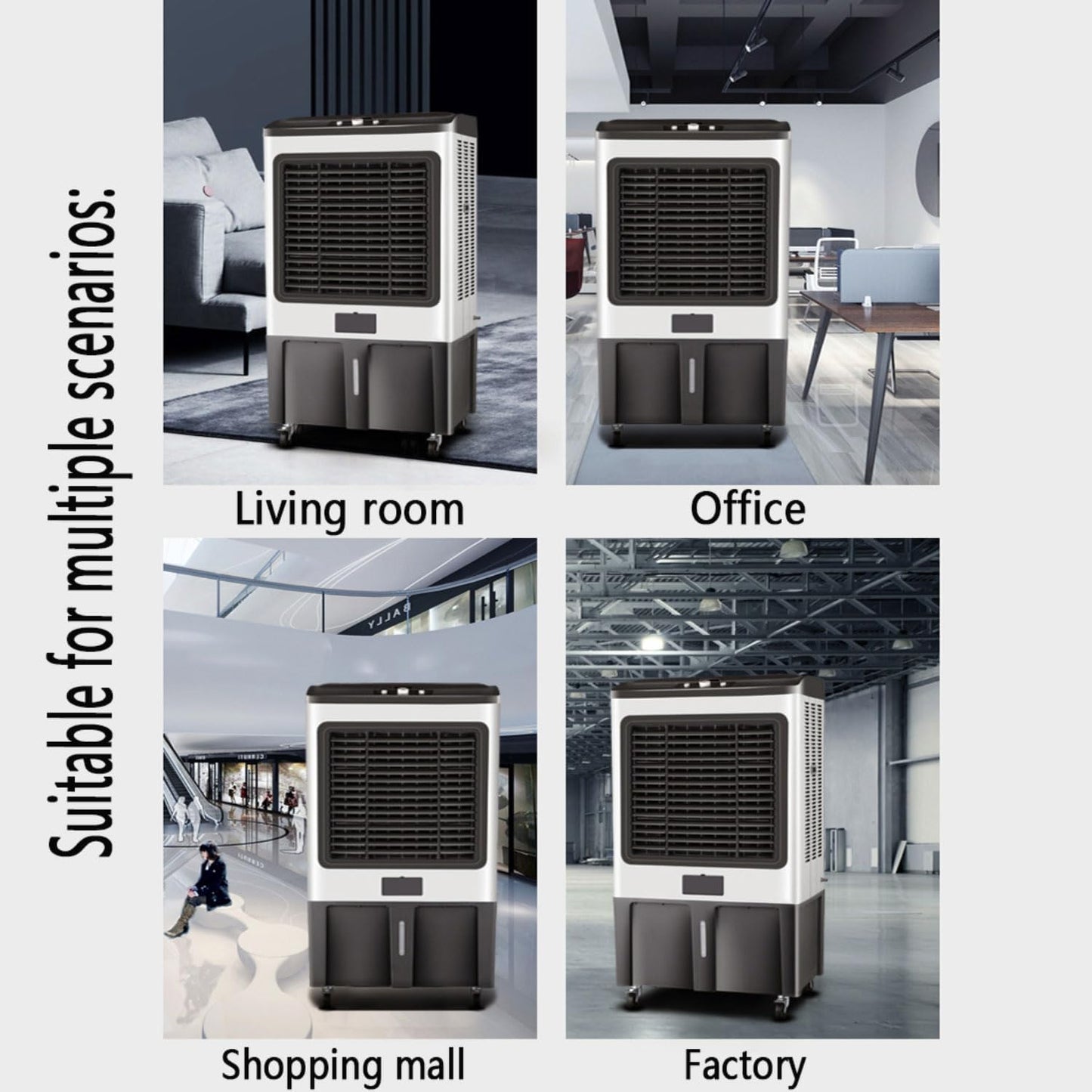  Rafraichisseur D'air Silencieux- Climatiseur Mobile Portable Sans Évacuation 3 Modes 3 Vitesses Oscillation 120° Ventilateur Refroidisseur D'air Avec Réservoir 50L Pour Maison Bureau