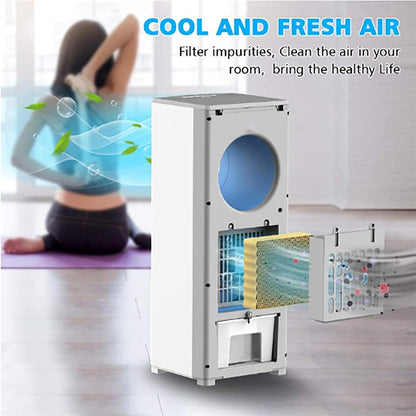  ERICAT Climatiseurs Portables, Refroidisseur D'air Par Évaporation Avec Minuterie De 1 À 8 Heures, Trois Vitesses De Vent Réglables, Rotation À 40°, Conception Sans Rabat, Pour Dortoir, Chambre