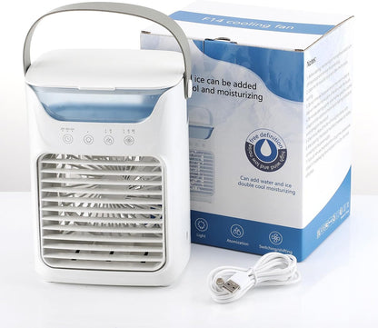  Fockety Climatiseur Portable, 4 Sur 1 Refroidisseur D'air évaporatif Avec 3 Vitesses, 2/4 / 6H Timer, 2 Brume Et 7 Nuits, 700 ML Ventilateur De Refroidissement Pour Chambre, Maison,