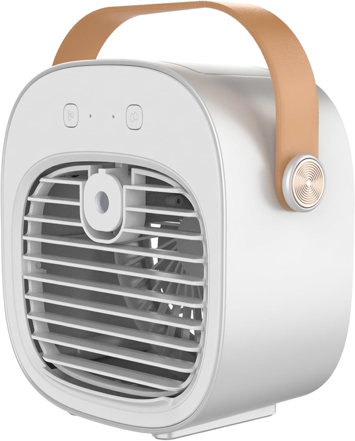  Climatiseur De Voiture, Ventilateur De Refroidissement Personnel à 3 Vitesses Avec Humidificateur, Climatiseur Portable Rechargeable Pour Bureau, Maison, Voiture - Blanc.