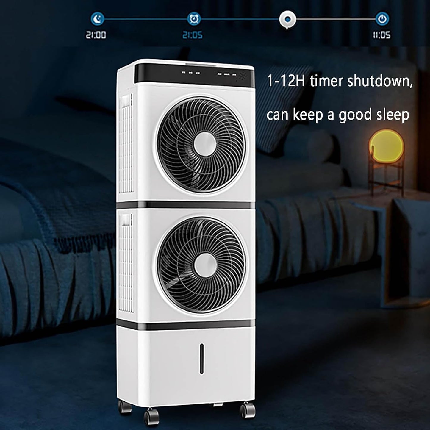 GENERIC Refroidisseur D'air évaporatif Portable, Climatiseur Mobile, Ventilateur Avec Télécommande, Minuterie 12 H, Réservoir D'eau De 14 L, 3 Vitesses, Rafraîchisseur D'air Pers