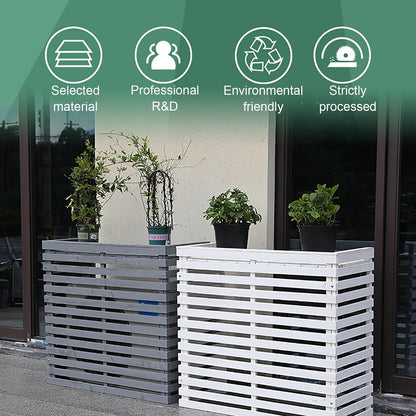 Housse En Bois Massif Pour Climatiseur – Support Extérieur Et Fleur Pour Climatiseurs Portables – Design Jaune élégant Pour Une Meilleure Esthétique Du Jardin