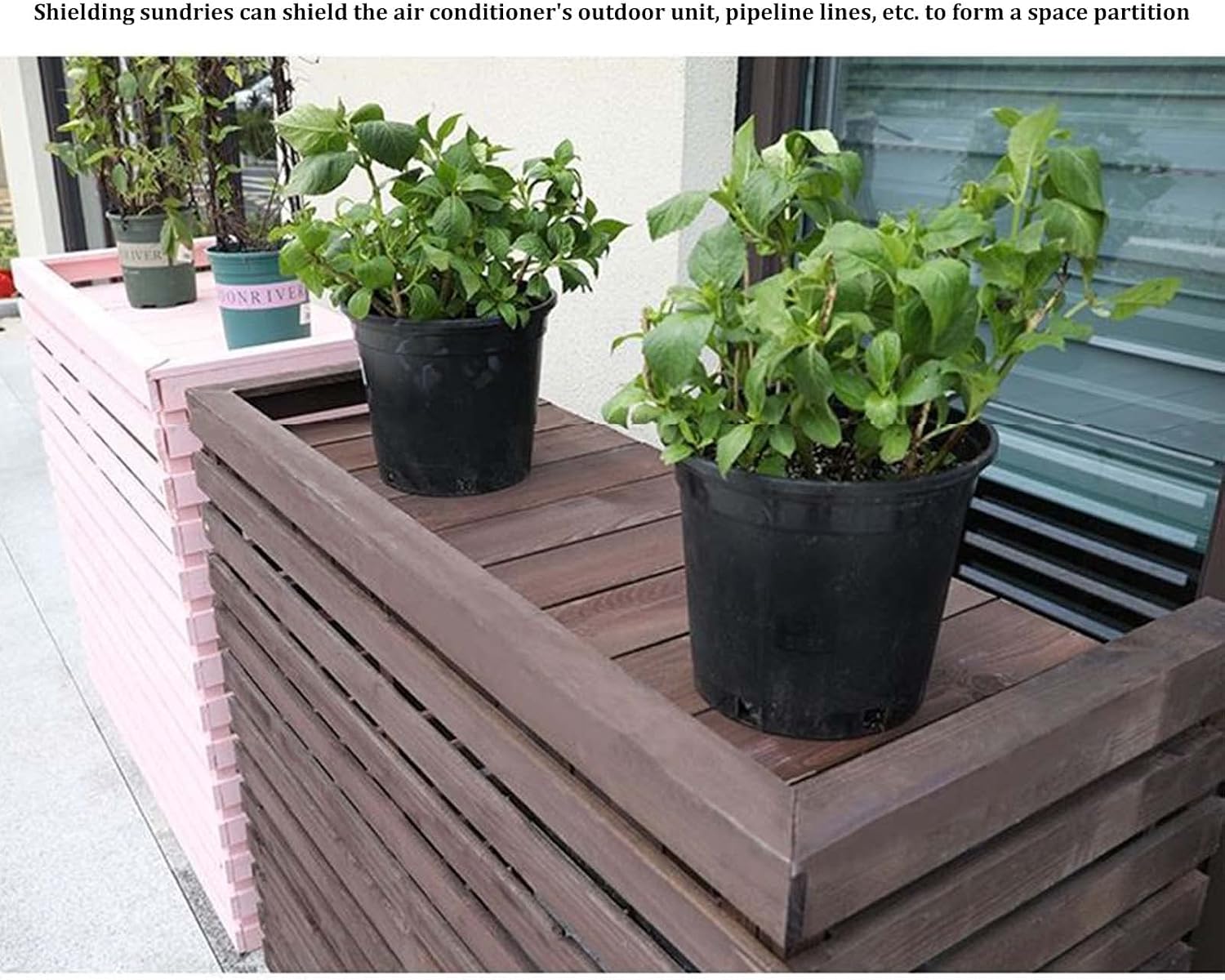GENERIC Volets Hauts En Bois Massif Résistant Aux Intempéries Pour Climatiseur Central Cachent élégamment L'unité Extérieure Avec écran De Clôture De Qualité Supérieure