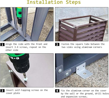 GENERIC Écran De Climatiseur Extérieur – Couvercle En Alliage D'aluminium – Volets Anti-corrosion Et Support De Plantes En Métal Pour Unité Extérieure – Marron B Taille 2-3P