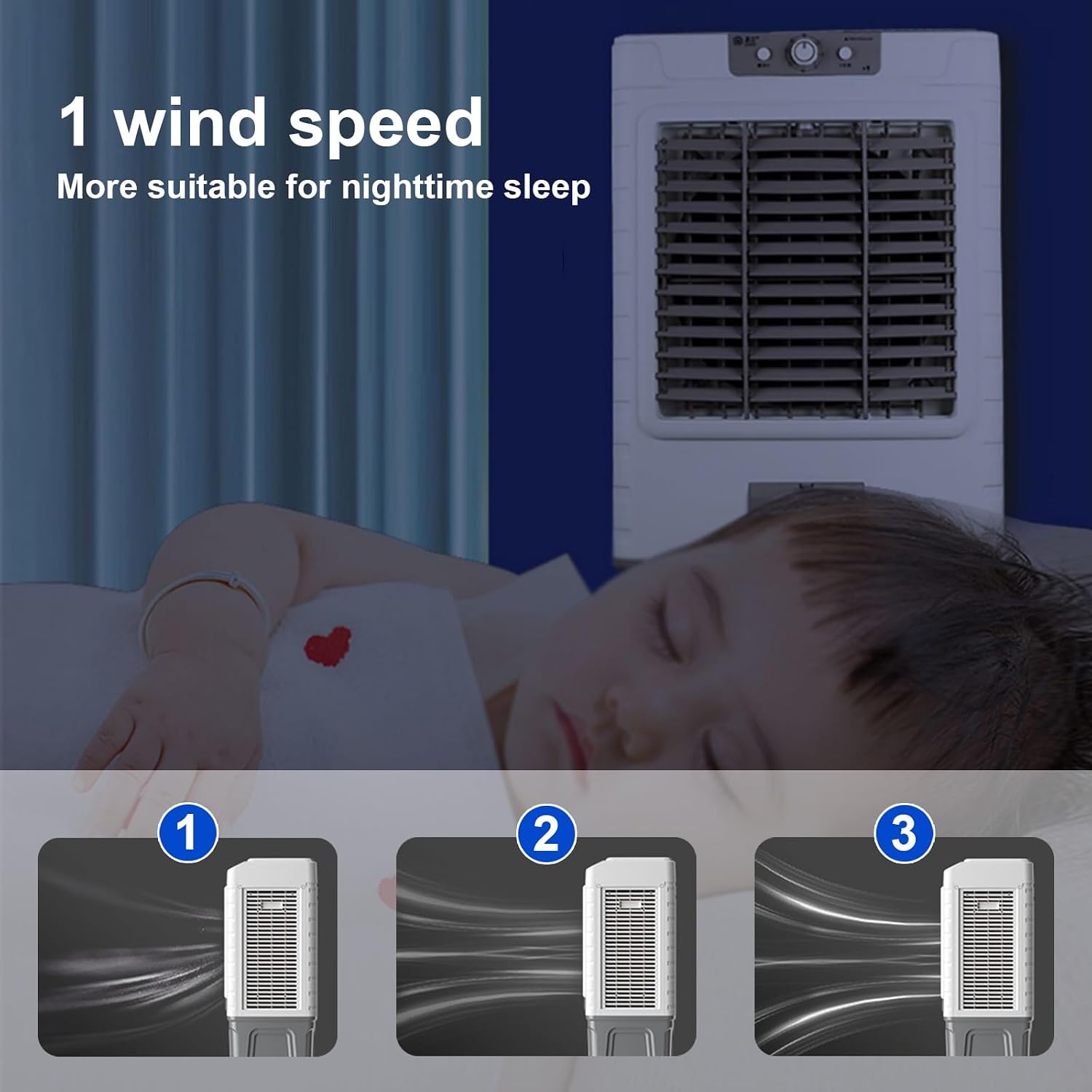  Climatiseur à évaporation, Refroidisseur D'air à Oscillation De 120°, 3 Vitesses De Vent Pour Une Utilisation En Intérieur Et En Extérieur
