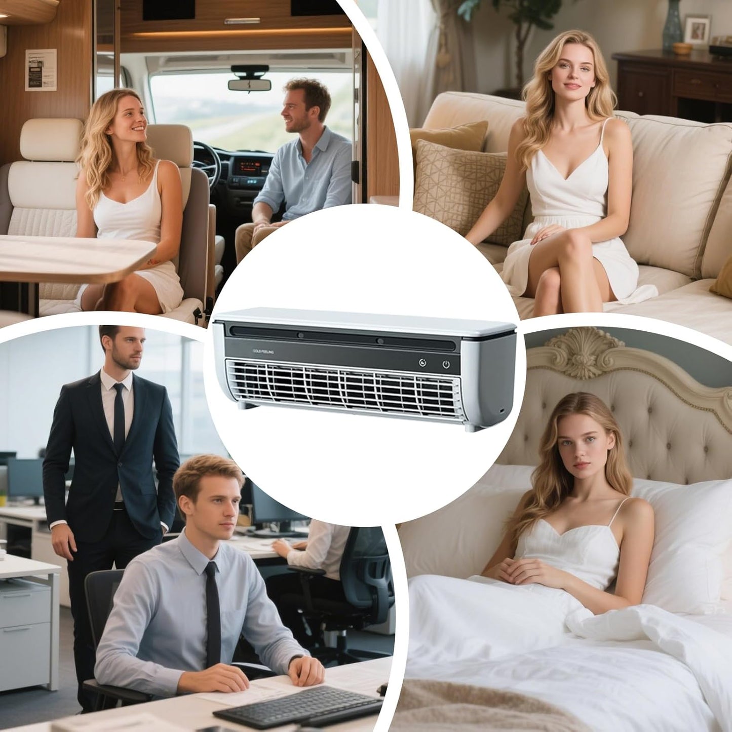 Générique Ventilateur Rafraîchisseur D'Air | Ventilateur D'Air Frais Pour Chambre à Coucher,Appareil De Ventilation Avec Fonction Chargeur Sans Fil Pour Usage Intérieur Extérieur Maison Voyage