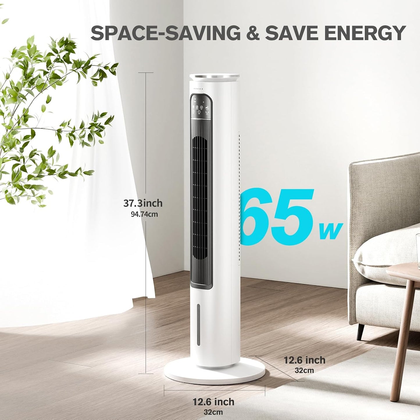  Climatiseur Portable Sans Ventilation, Réservoir D'eau De 1200 Ml Et 4 Glacières, Facile à Nettoyer, Ventilateur Tour Portable Pour Bureau, Cuisine, Salon06