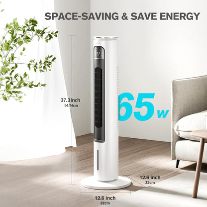  Climatiseur Portable Sans Ventilation, Réservoir D'eau De 1200 Ml Et 4 Glacières, Facile à Nettoyer, Ventilateur Tour Portable Pour Bureau, Cuisine, Salon06