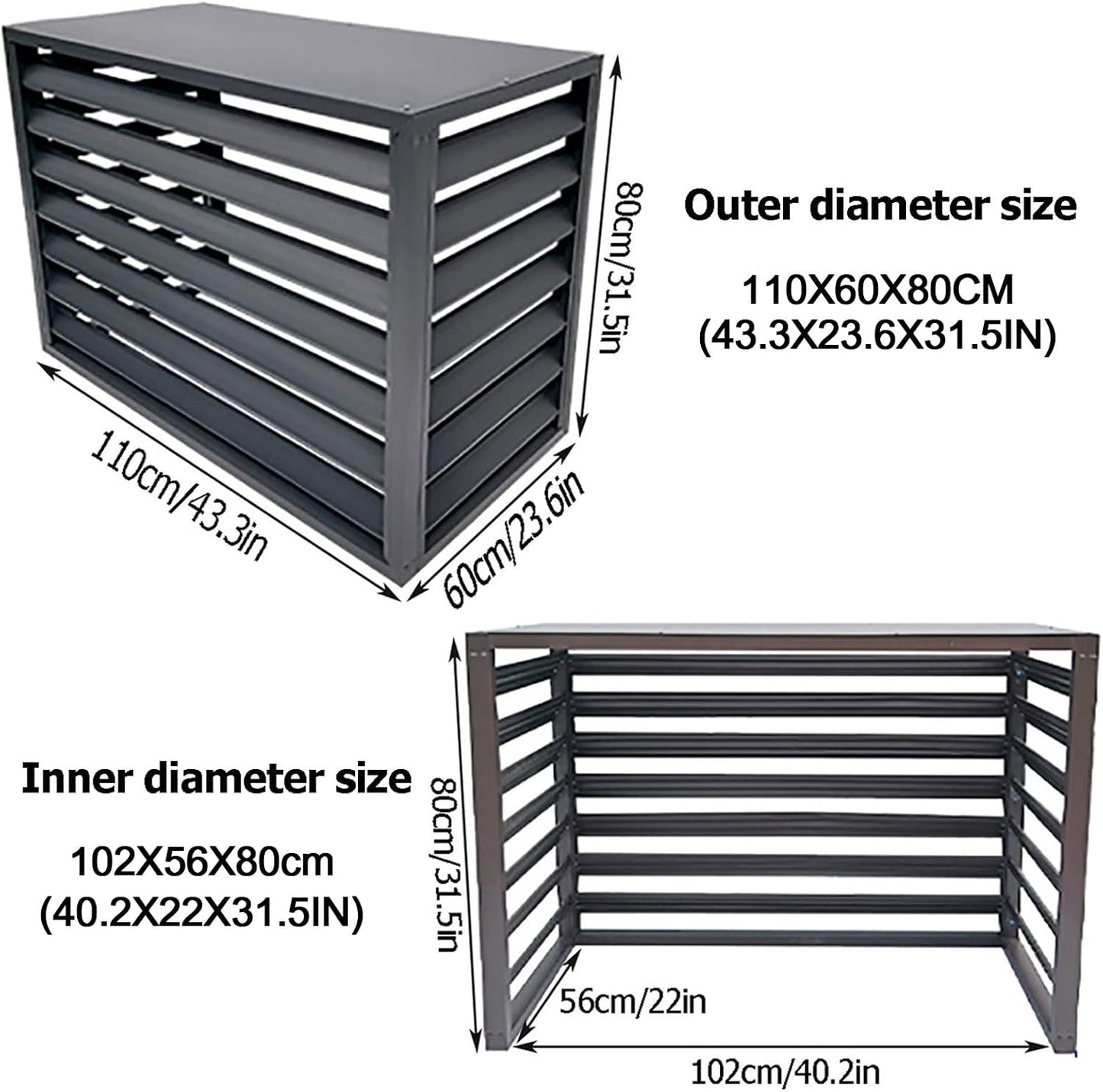  Housse D'extérieur En Aluminium Pour Unité De Climatisation – Grilles De Protection Pour Climatiseurs Et Pompes à Chaleur – Boîtier Polyvalent Pour Poubelle Et Support De Fleurs Résistant Aux
