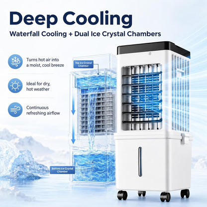  Climatiseur Portable Avec Réservoir 15 L Amovible, Climatiseur Mobile Sans Évacuation, 3 Vitesses, Climatisation Mobile Avec Minuterie 7,5 H Pour Maison Et Bureau