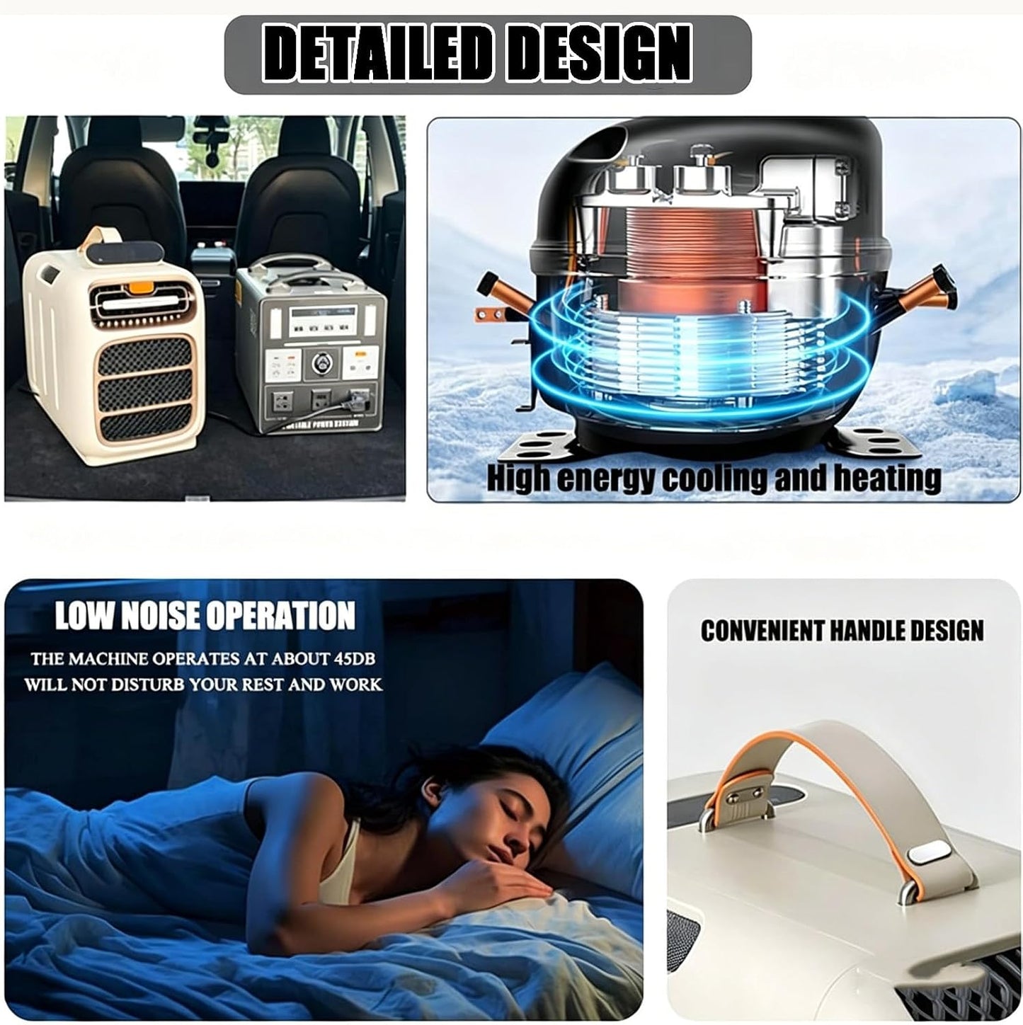  Climatiseur Portable,Climatiseur De Camping Réversible,Température De Refroidissement:16–32°C,Surface Couverte:8–10M²,Idéal Pour Tentes,Camions,Voitures,Camping Cars Et Vans Aménagés Cold+Heat+Audio