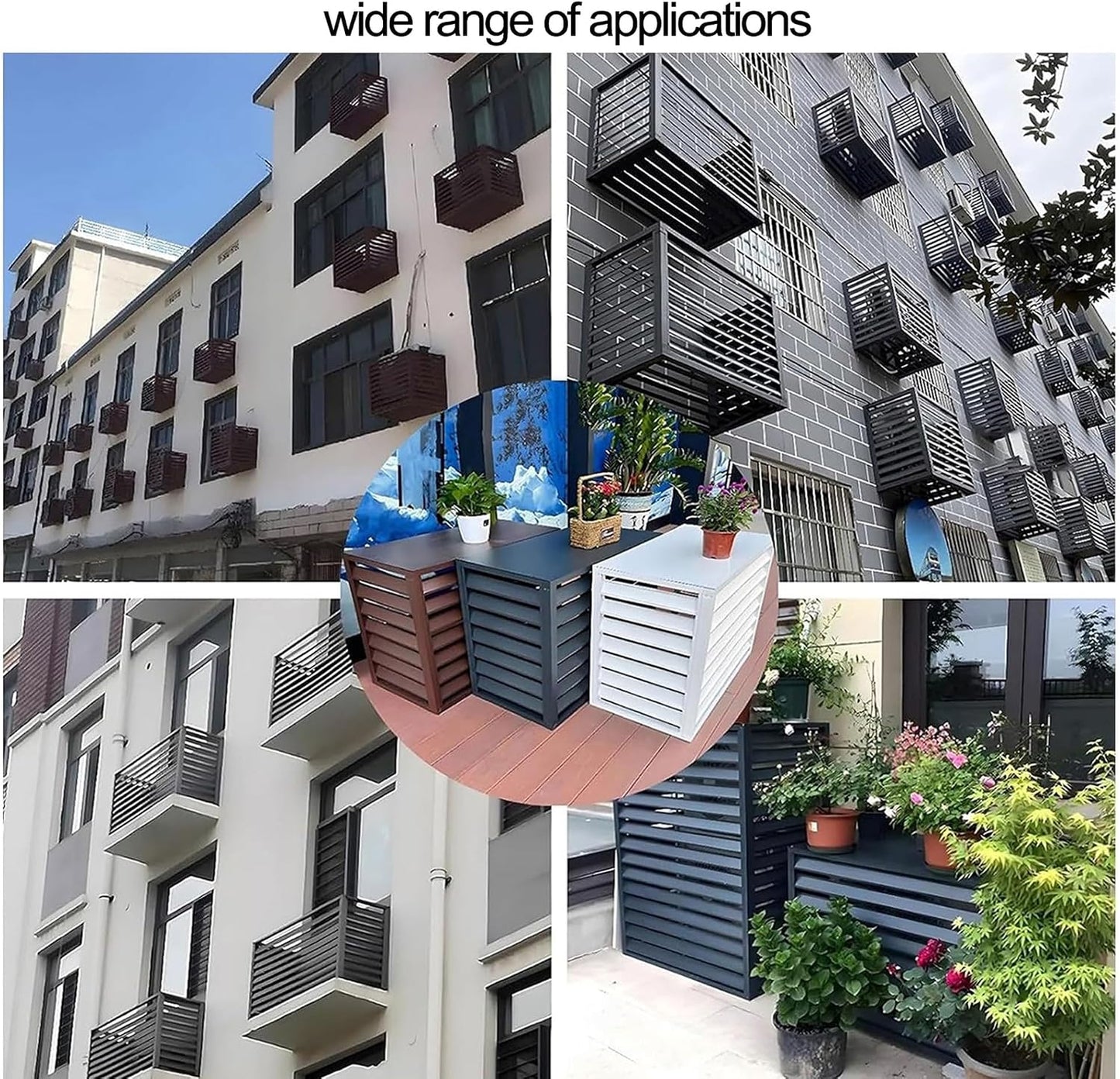 GENERIC Housse De Climatiseur D'extérieur En Aluminium Et Support De Présentation Pour Plantes – Protection Contre Les Intempéries Condensateur Clôture D'intimité Étagère De Rangement Pour Outils De Jardin