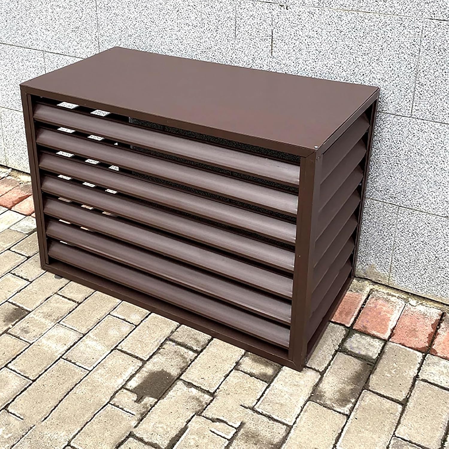 GENERIC Housse De Protection En Aluminium De Qualité Supérieure Pour Climatiseur – Protection De L'unité Extérieure – Clôture D'intimité – Protection Contre Le Condensateur (marron, 110 X 60 X 80 Cm)