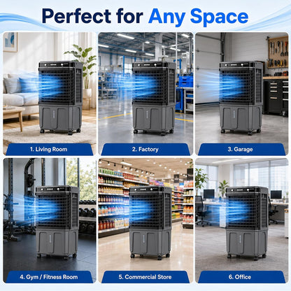  Climatiseur Mobile 3-en-1 Avec Grand Réservoir De 30 L,ventilateur à 3 Vitesses, Oscillation Automatique à 120° Et Protection Contre La Marche à Sec Idéal Pour Chambre,bureau,Garage Ou S 120cm/47.2in