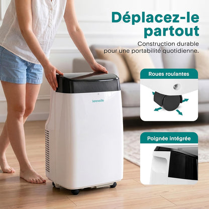  SereneLife Climatiseur Mobile 9000 BTU WiFi – Climatiseur Portable Sans Unité Extérieure, Mode Nuit, Ventilateur Et Déshumidificateur, Kit Fenêtre