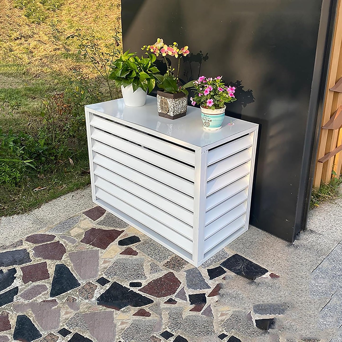  Housse D'extérieur En Aluminium Pour Unité De Climatisation – Grilles De Protection Pour Climatiseurs Et Pompes à Chaleur – Boîtier Polyvalent Pour Poubelle Et Support De Fleurs Résistant Aux