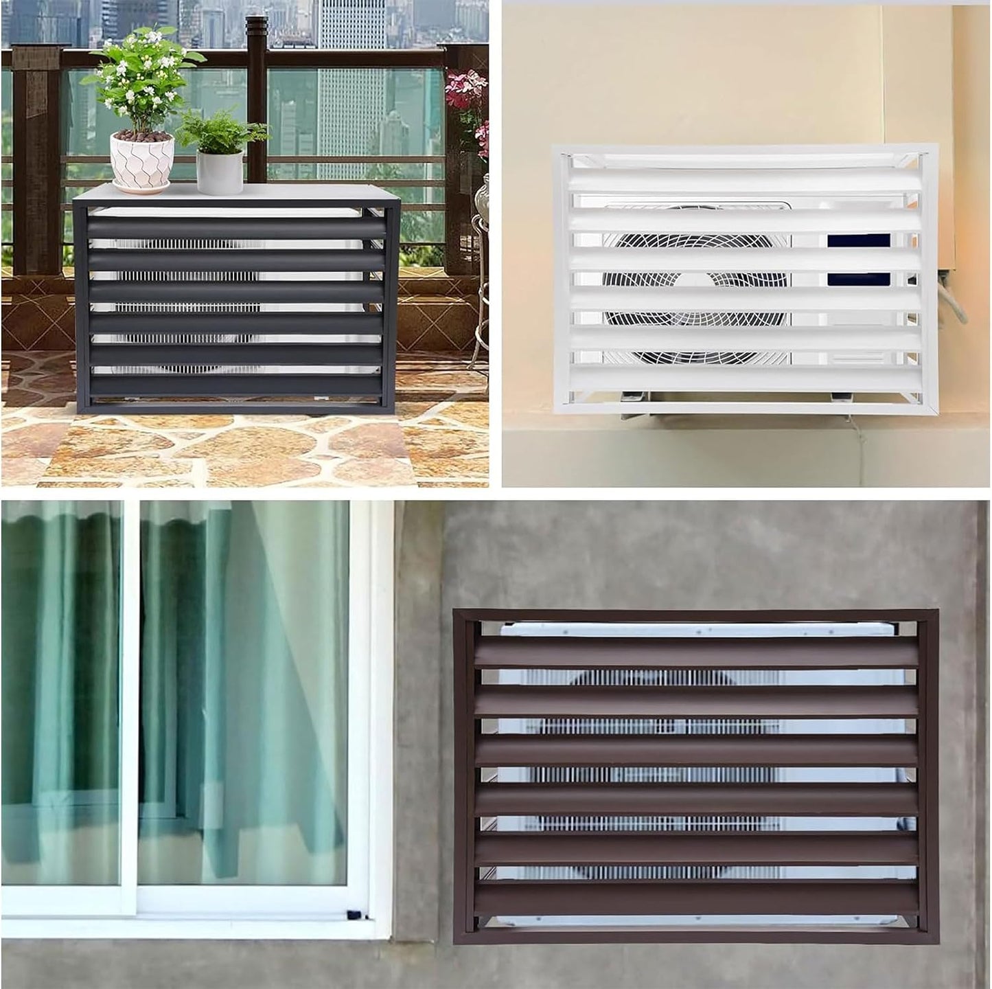 GENERIC Housse De Climatiseur D'extérieur En Aluminium Et Support De Présentation Pour Plantes – Protection Contre Les Intempéries Condensateur Clôture D'intimité Étagère De Rangement Pour Outils De Jardin