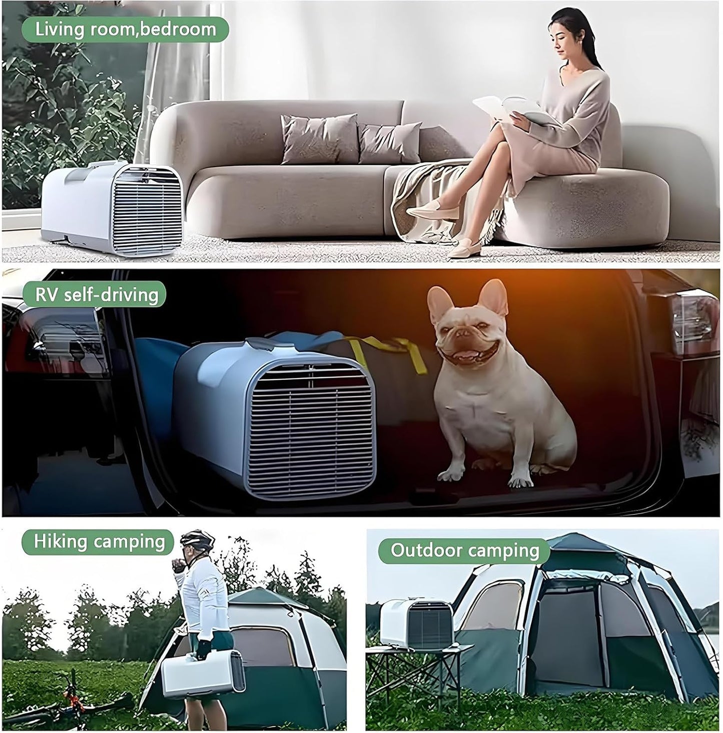  Climatiseurs Portables Pour Camping-Car, 5200 BTU Pour Tente De Pique-Nique, Avec Fonctions Refroidissement, Déshumidification Et Ventilation, 3 Vitesses De Ventilation, Pour Camion, Camping-Car