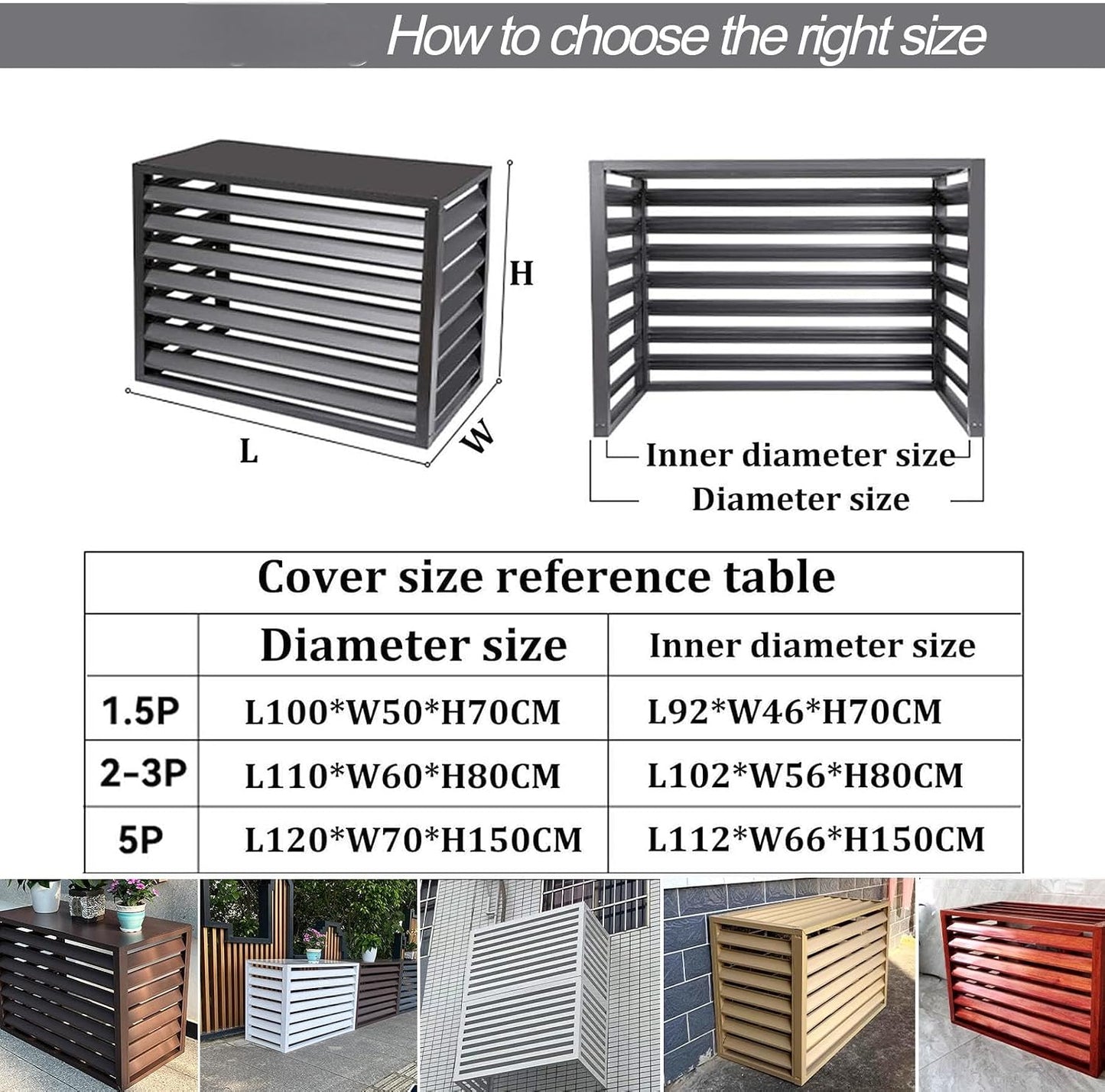 GENERIC Housse De Climatiseur D'extérieur En Aluminium Et Support De Présentation Pour Plantes – Protection Contre Les Intempéries Condensateur Clôture D'intimité Étagère De Rangement Pour Outils De Jardin