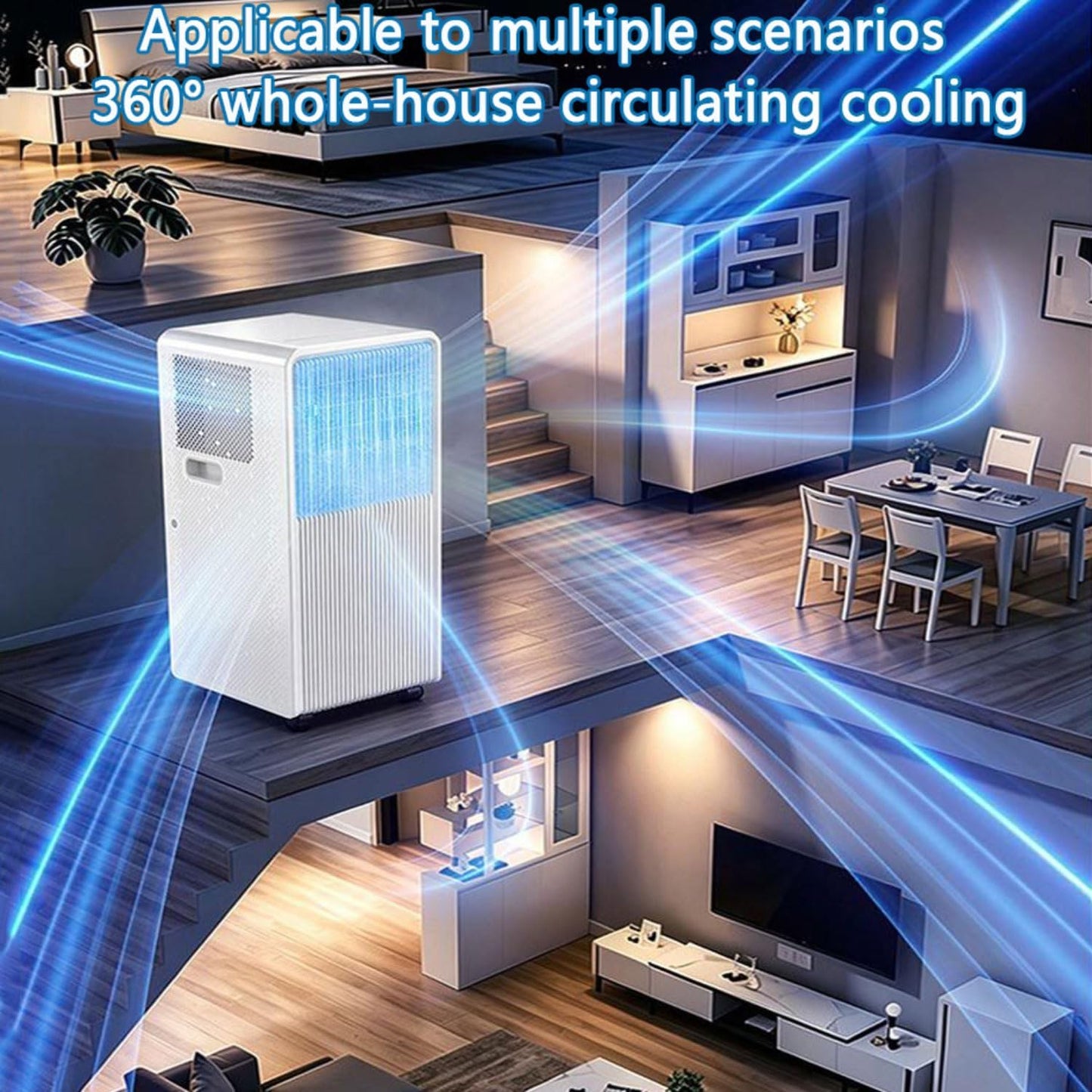  Unité De Climatisation Portable Avec Télécommande, Minuterie 24h, Déshumidificateur Cool Et Modes Ventilateur Pour Les Chambres Jusqu'à 300sq.ft, Kit De Fenêtre Complète Pour Les Chambres