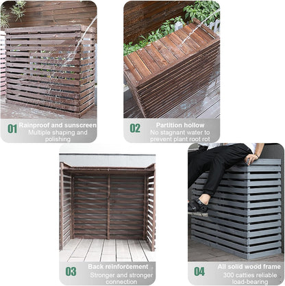  Housse En Bois Massif Pour Climatiseur – Support Extérieur Et Fleur Pour Climatiseurs Portables – Design Jaune élégant Pour Une Meilleure Esthétique Du Jardin