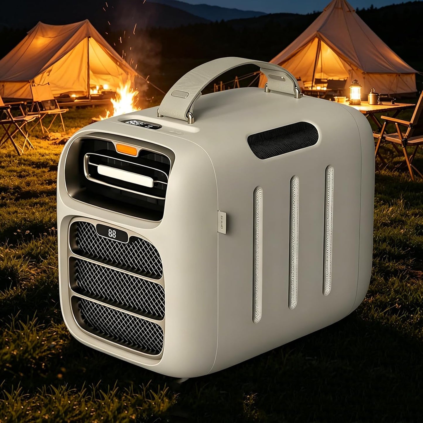  TYH Climatiseur Portable, 5121 BTU, Refroidissement Rapide, Extérieur, AC/DC 24 V, 3 Vitesses De Ventilation, Déshumidification, Faible Consommation 500 W, Idéal Pour Tente De Camping