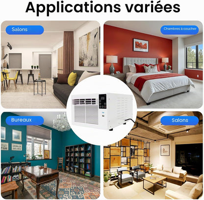  Refroidisseur Mobile, 280 W, Climatiseur Avec Tuyau D'évacuation, Climatiseur Compact Mobile Avec Fonction Minuterie, Pour Maison, Chambre, Bureau, 41,5 X 28,3 X 20,5 Cm