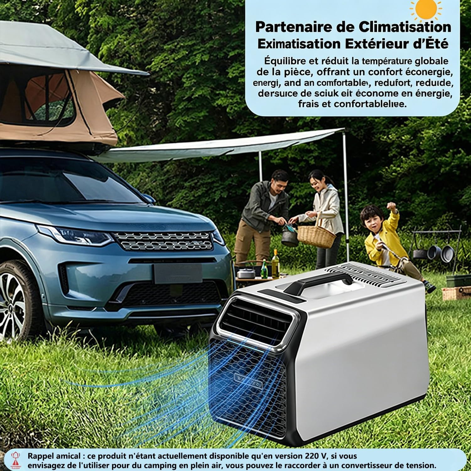  Climatiseur Mobile Silencieux 5000 BTU Pour Camping-Car, Tente Et Camion, Refroidisseur D’Air De Camping Multifonction, Mode Nuit, Minuterie, Télécommande, Usage Intérieur Extérieur Gray