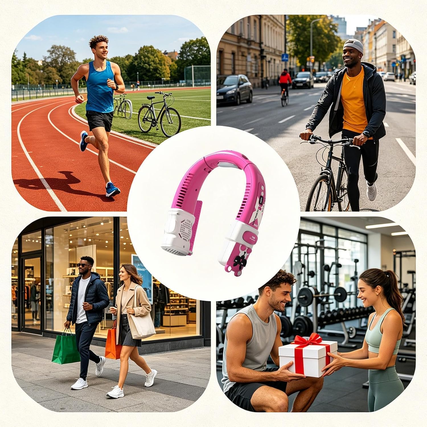  Climatiseur De Cou,Rechargeable Réglable 5 Vitesses | Ventilateur De Cou Léger,pour Hommes Femmes Jeunes Adolescents Road Trip Plage Camping Navettes Escalade Voyage Bureau