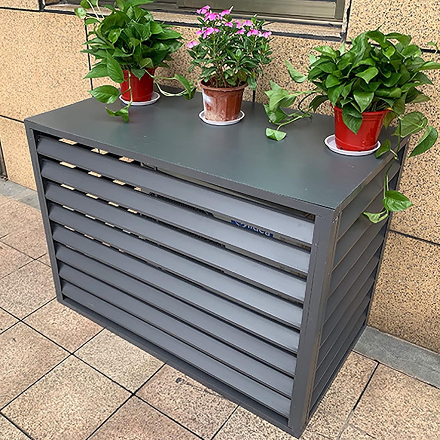 GENERIC Housse De Climatiseur D'extérieur En Aluminium Toutes Saisons Avec Persiennes Autoportantes Pour Unités Centrales AC Et Protection Contre Les Déchets Pour équipement Extérieur