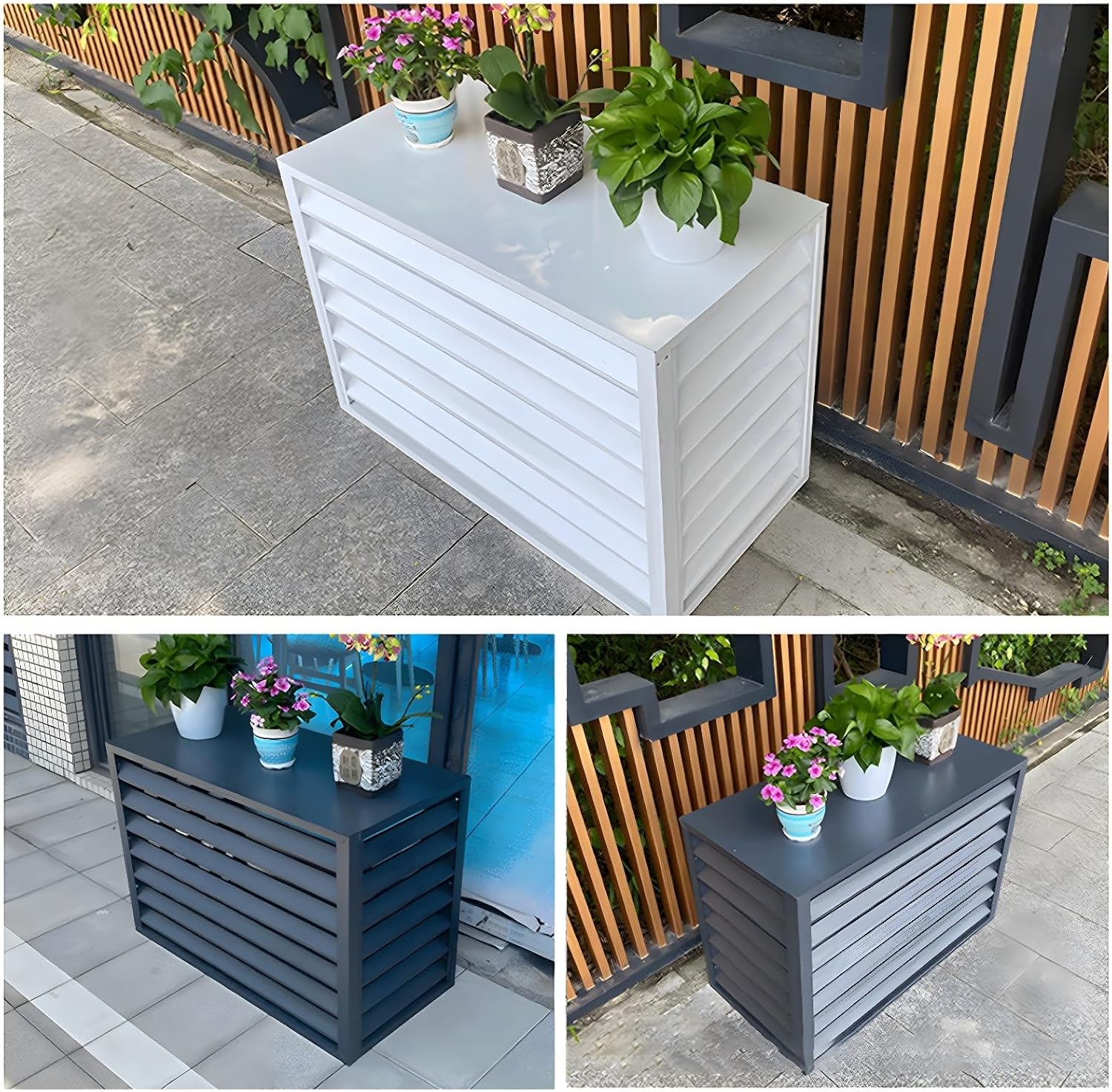 GENERIC Housse De Climatiseur D'extérieur En Aluminium – Antirouille Avec Persiennes – Design Autonome Pour Protéger Contre La Déformation, Idéale Pour Les Patios Et Les Cours.