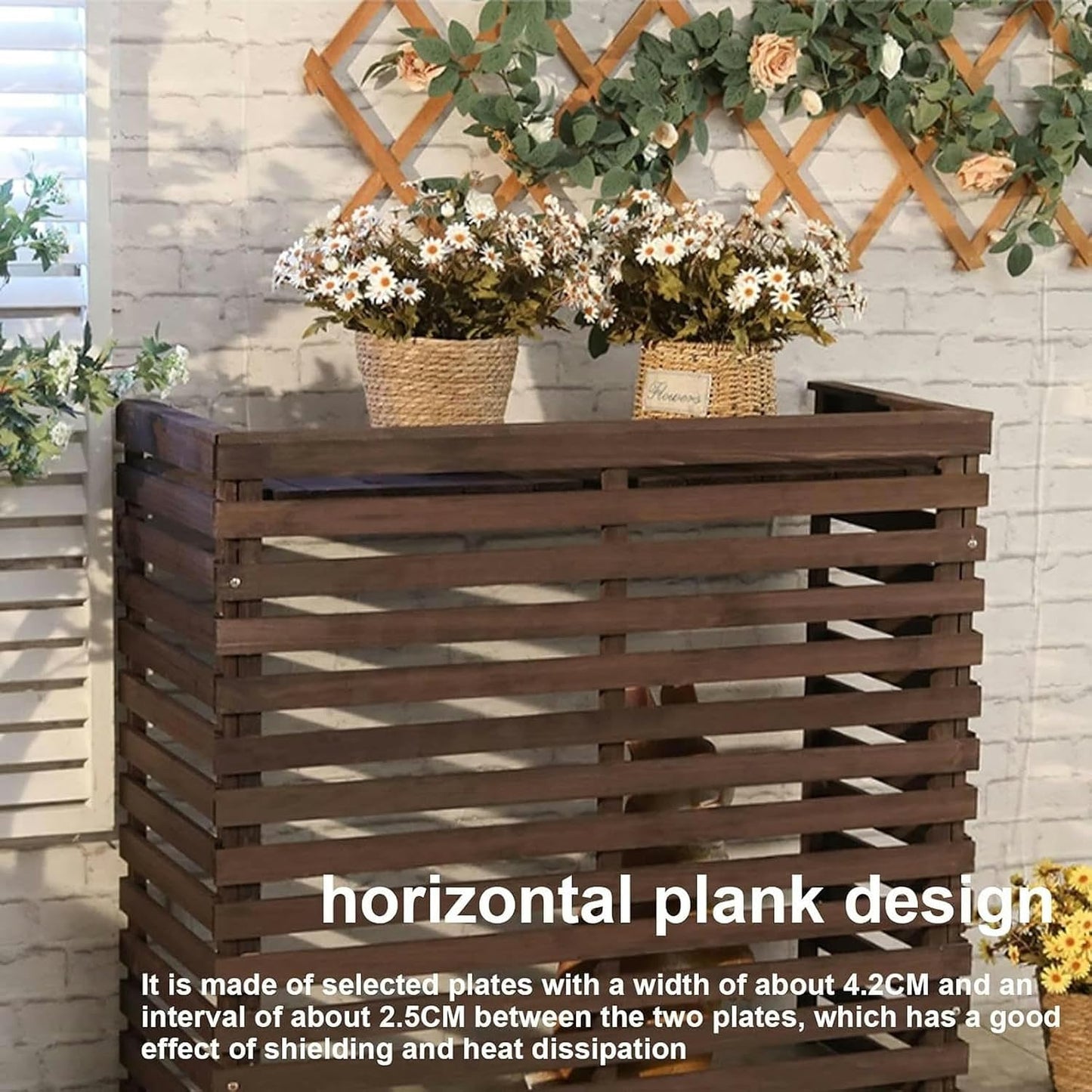GENERIC Housse De Climatiseur D'extérieur En Bois Pour Cacher L'unité AC, Bouclier Extérieur Résistant Aux Intempéries Pour Climatiseurs, Parfaite Pour Clôture Et Jardin