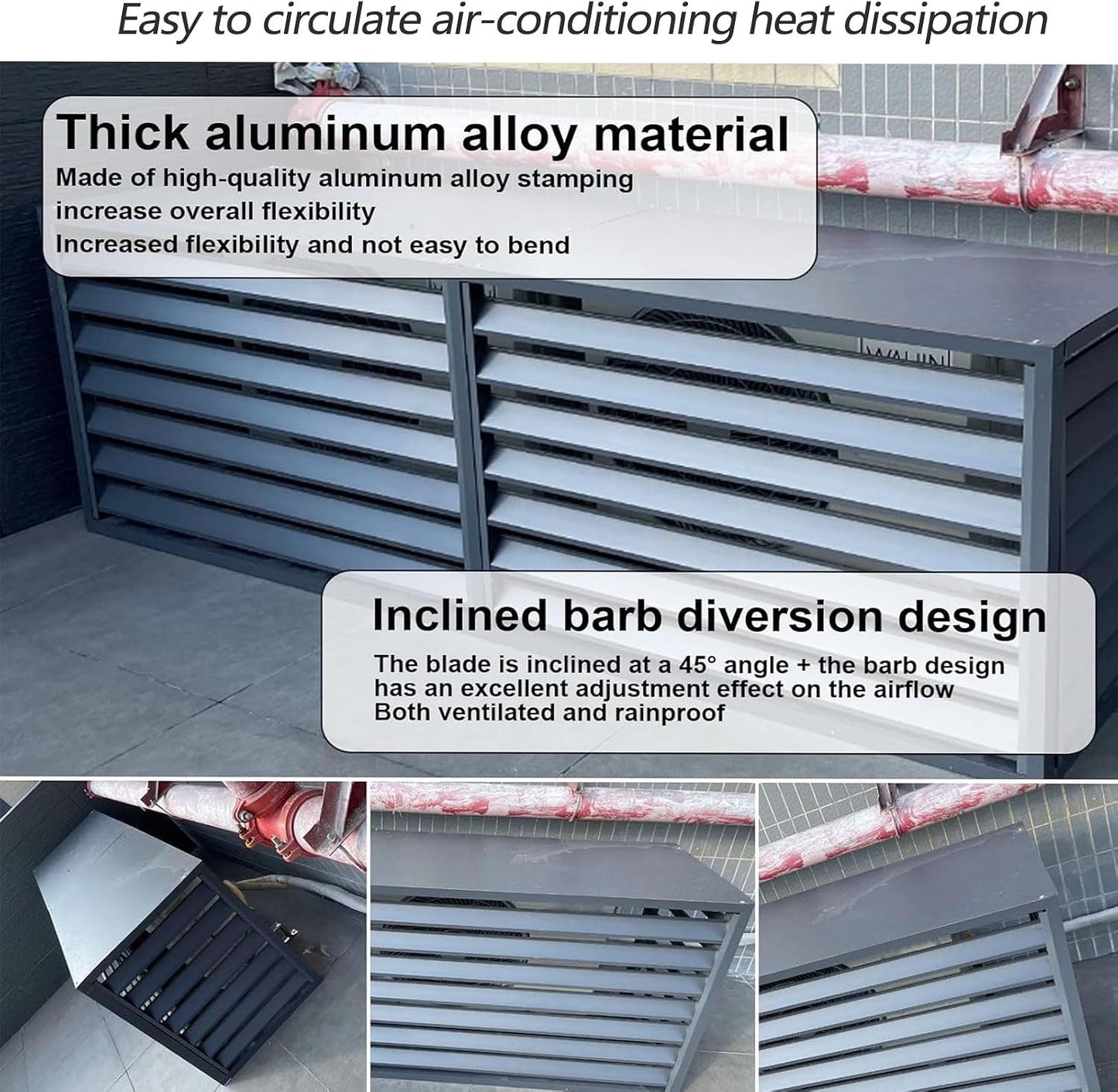 GENERIC Housse De Climatiseur D'extérieur En Aluminium Et Support De Présentation Pour Plantes – Protection Contre Les Intempéries Condensateur Clôture D'intimité Étagère De Rangement Pour Outils De Jardin